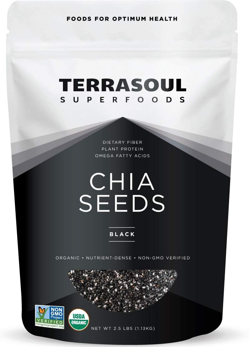 Organic black chia seeds, mucilage fiber